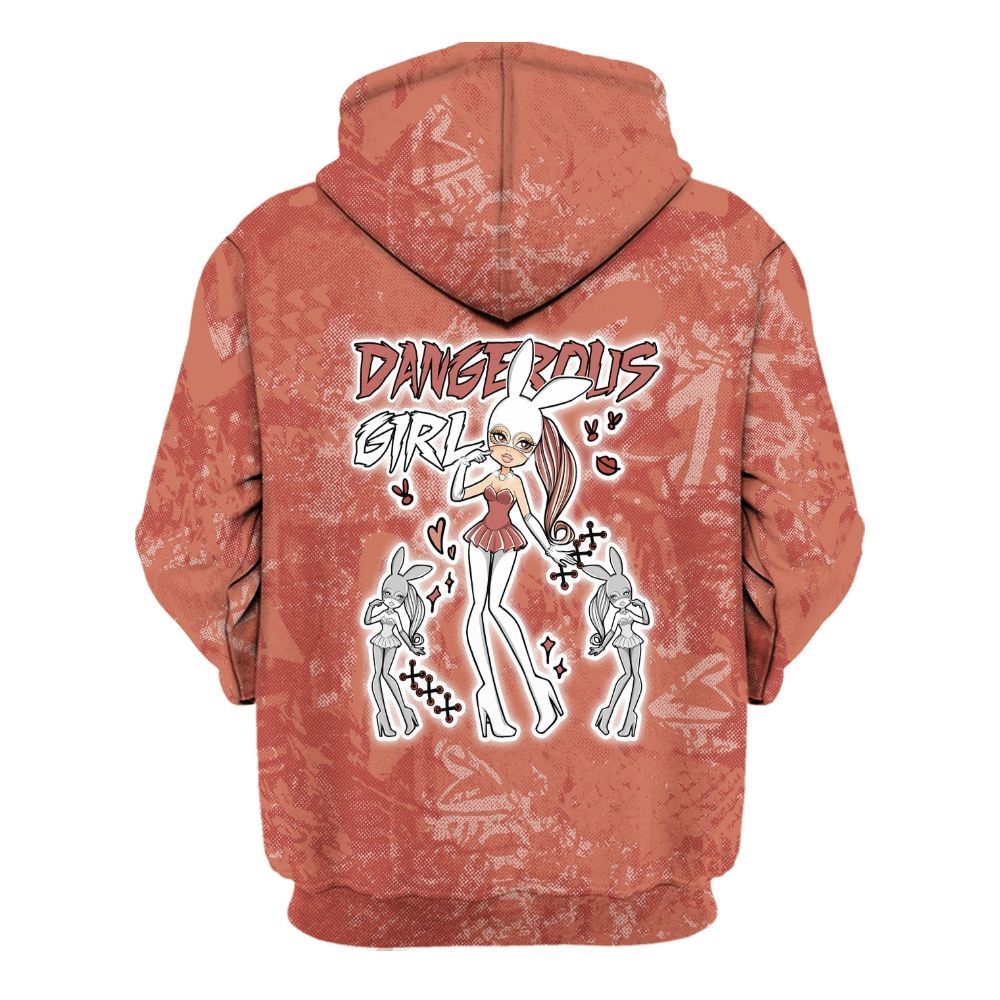 Hoodie To Match Dune Red 13s - Dangerous.Girl Heart Grunge All Over Print