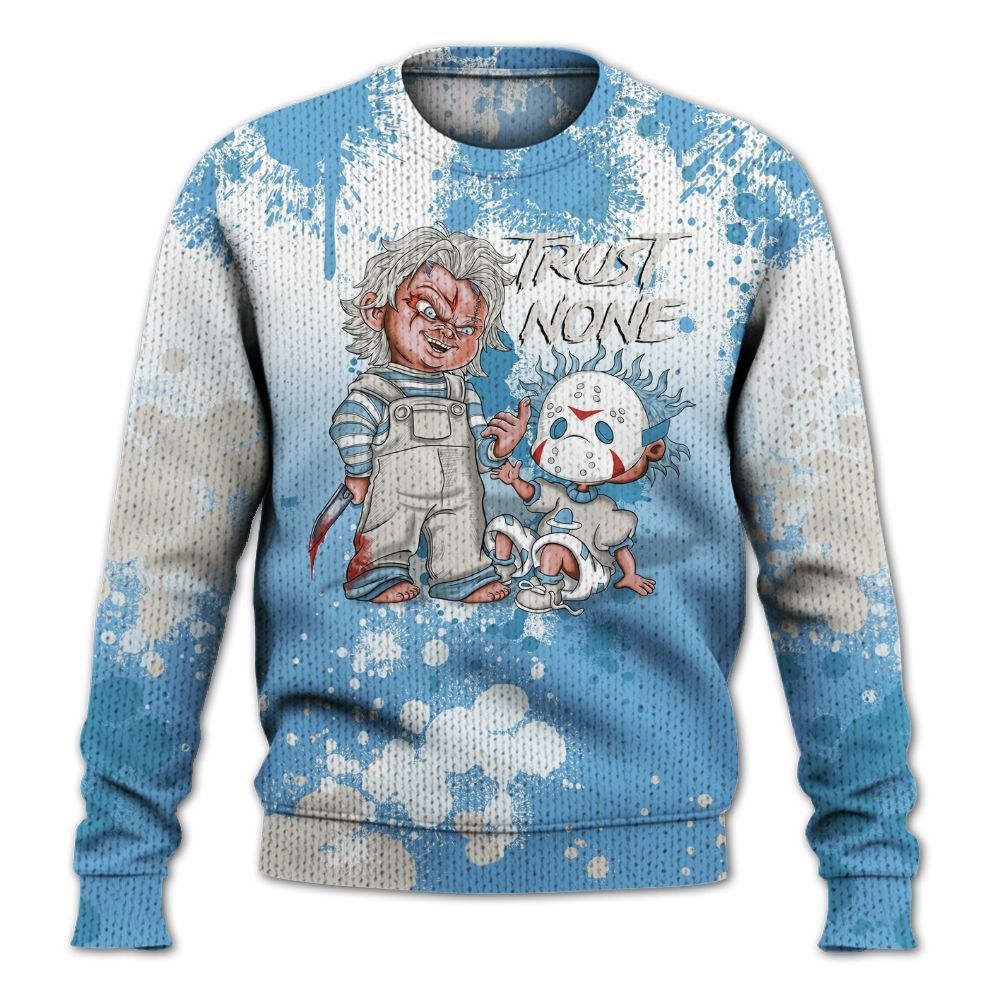 Knitted Sweater To Match SB Dunk Low University Blue - Trust No One Scary