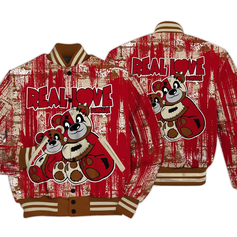 Varsity Jacket To Match Archaeo Brown 5s - Sincere Fondness Bear Glitch Art Varsity Jacket Unisex