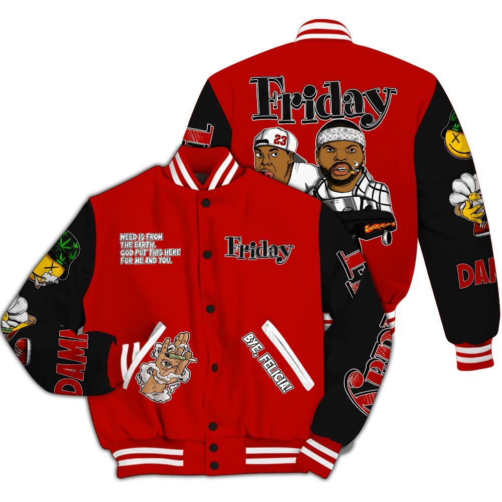 Varsity Jacket To Match Retro Fire Red 6s - Friday Sneaker Stress Style All Over Print