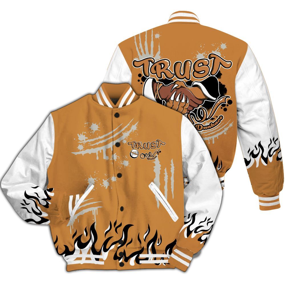 Varsity Jacket To Match Dunk Low Nature Wheat Suede - Graphic Trust No One All Over Print