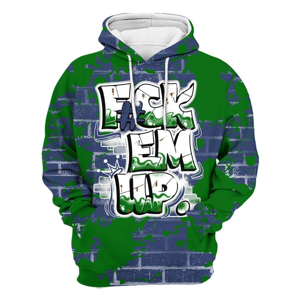 Hoodie To Match Midnight Navy 13s - F#ck Em Graphic Brick Art All Over Print