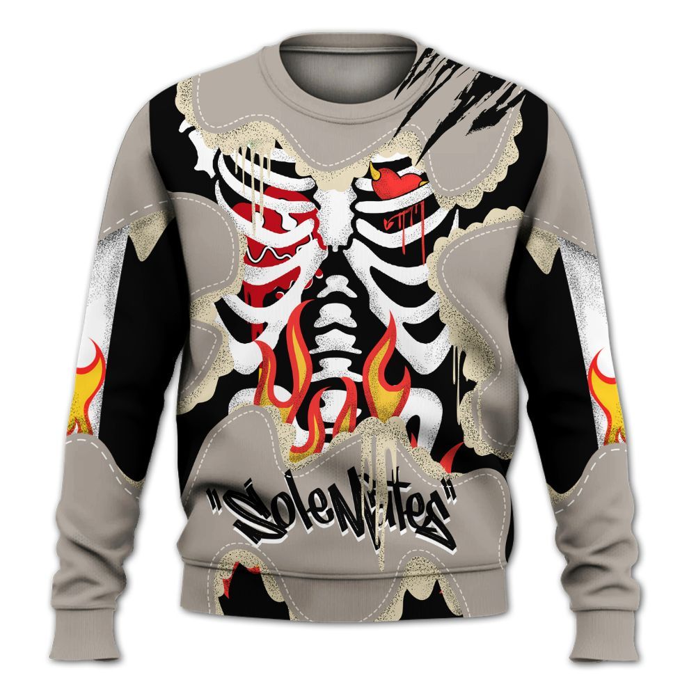 Sweatshirt To Match El Grito 5s - Skeleton Burning Heart Drip All Over Print