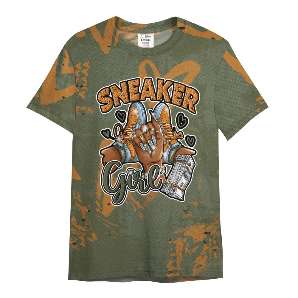 Shirt To Match Olive 5s - Sneakerz Girlz Heart Grunge All Over Print