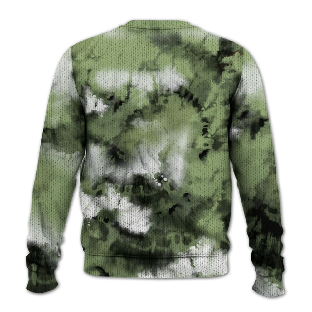 Knitted Sweater To Match Oil Green 4s - God Blessed Tie Dye