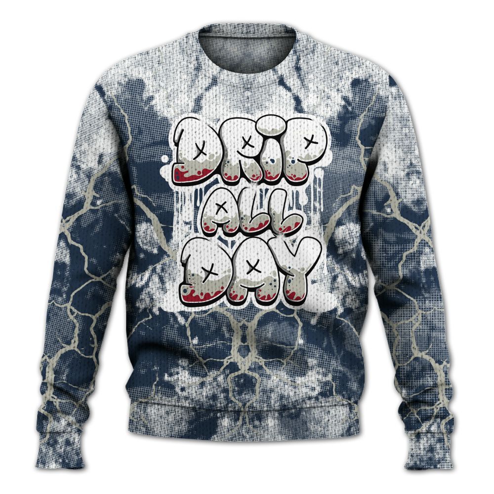 Knitted Sweater To Match White Midnight Navy 6s - DRIPPIN Days Graphic Halloween