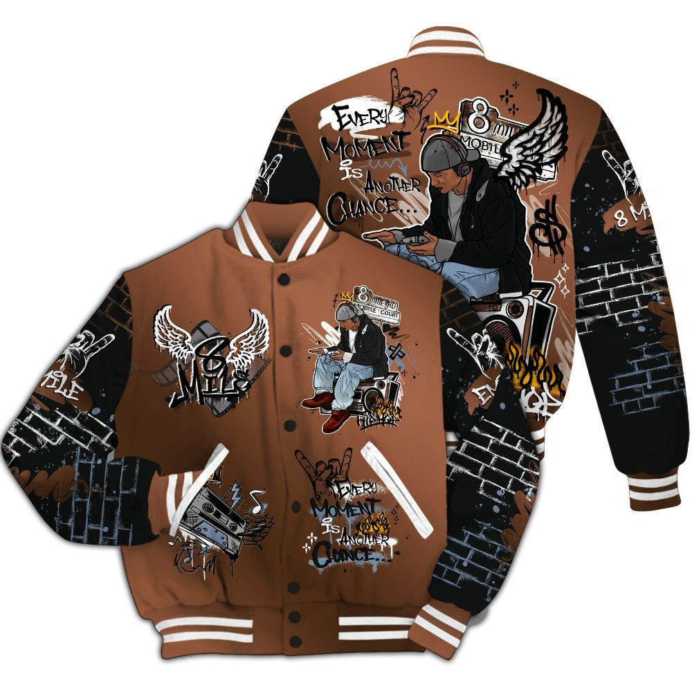Varsity Jacket To Match Air Foamposite Metallic Copper - 8Mile Movie Graffiti All Over Print