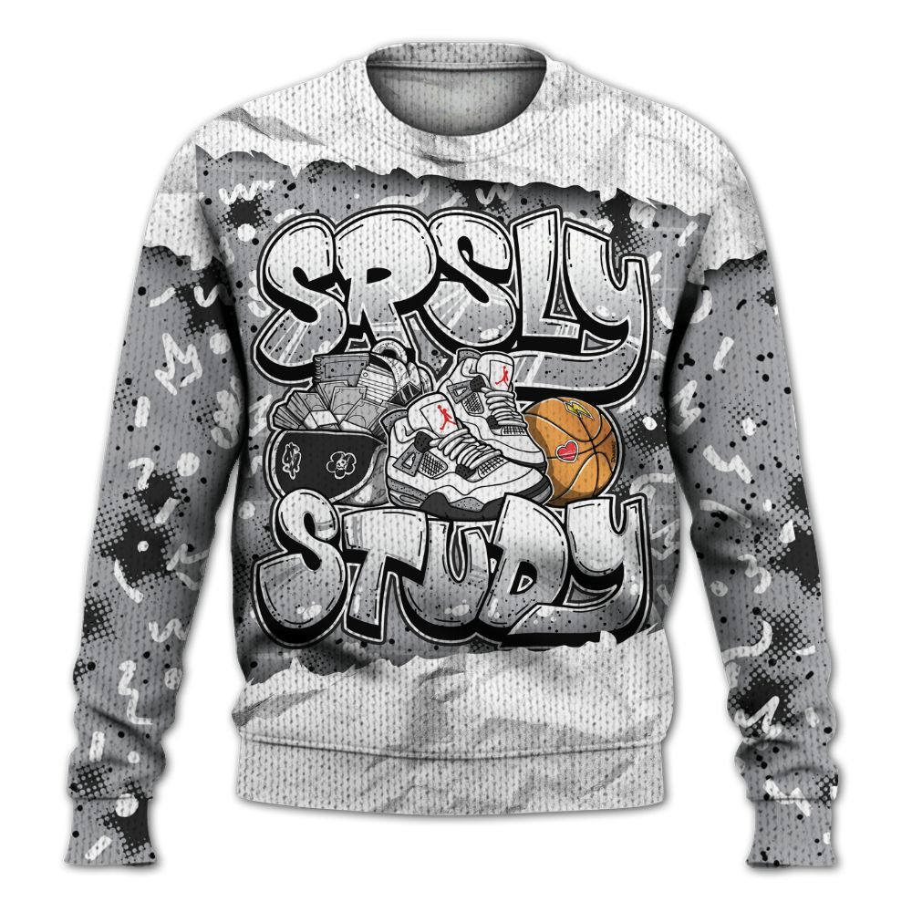 Sweater To Match White Cement 4s - SRSLY Study Doodle Graphic