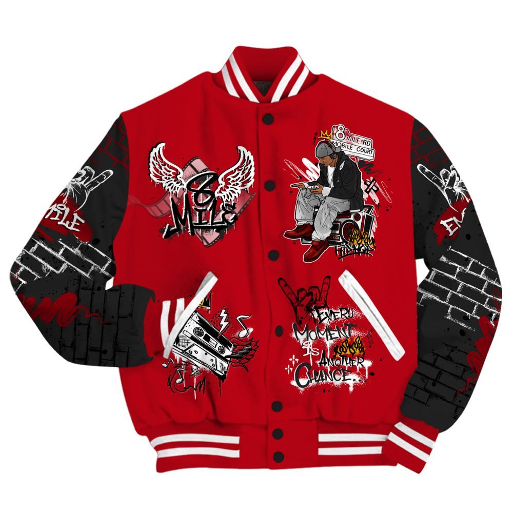 Varsity Jacket To Match Bred Velvet 11s - 8Mile Movie Graffiti All Over Print