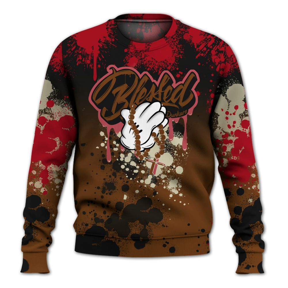 Sweatshirt To Match Archaeo Brown 5s - God Blessed Ink Drip All Over Print