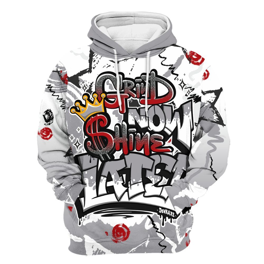 Hoodie To Match Cement Grey 3s - Grind Shine Later Drip All Over Print