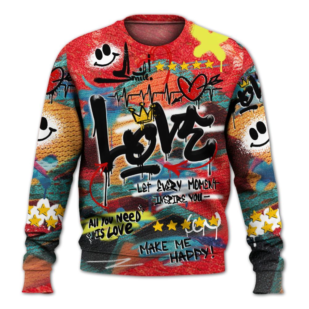 Sweatshirt To Match Kobe 8 What The - Happy Love Beats Graffiti Streetwear All Over Print