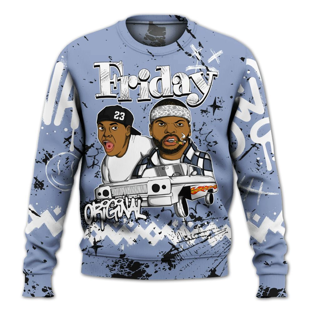 Sweatshirt To Match Retro Blue Grey 13s - Friday Sneaker Crayon All Over Print