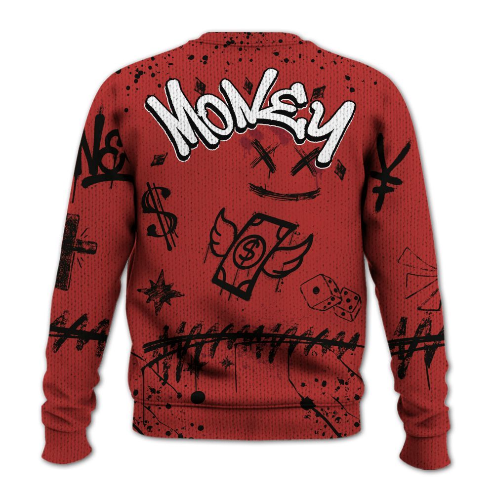 Knitted Sweater To Match Bred Reimagined 4s - Everybody Paid In Full Crayon