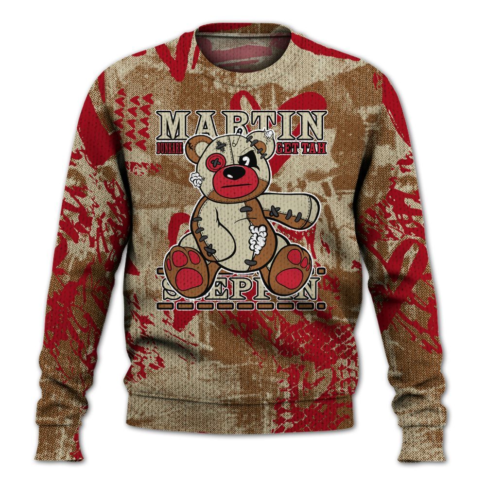 Knitted Sweater To Match Archaeo Brown 5s - Tah Steppin Bear Heart Grunge