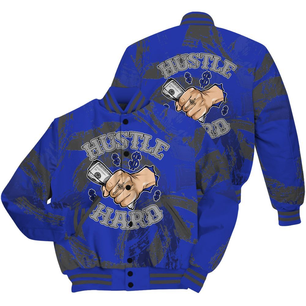 Varsity Jacket To Match Air Max Plus Black Racer Blue Shirt - Hustles Hard! Splash All Over Print