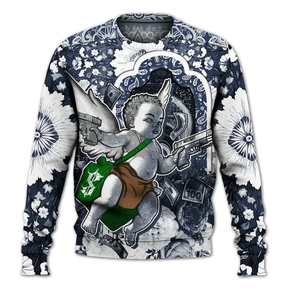 Sweatshirt To Match Midnight Navy 13s - Angel Money Bag All Over Print