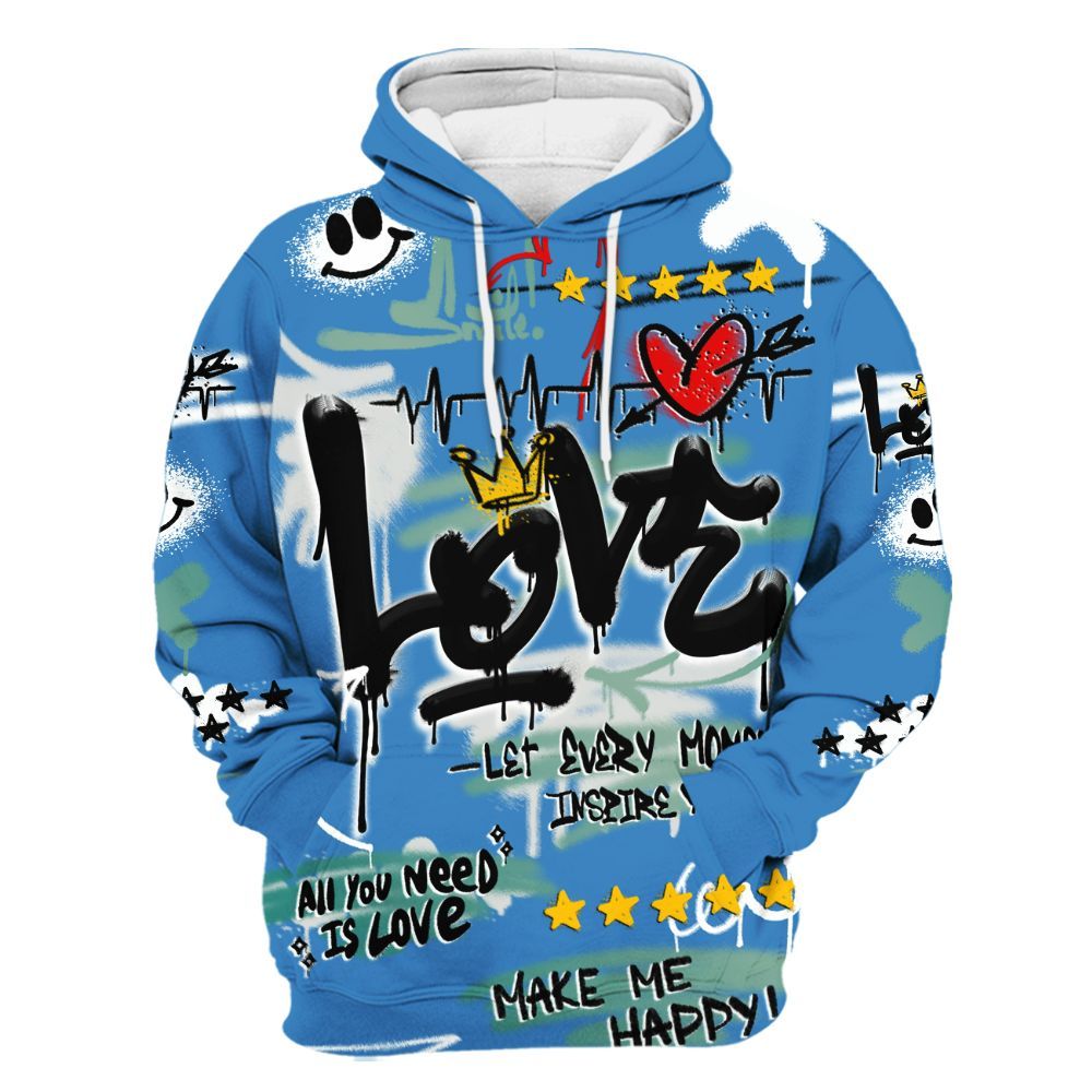 Hoodie To Match Low Carolina 17s - Happy Love Beats Graffiti Streetwear All Over Print