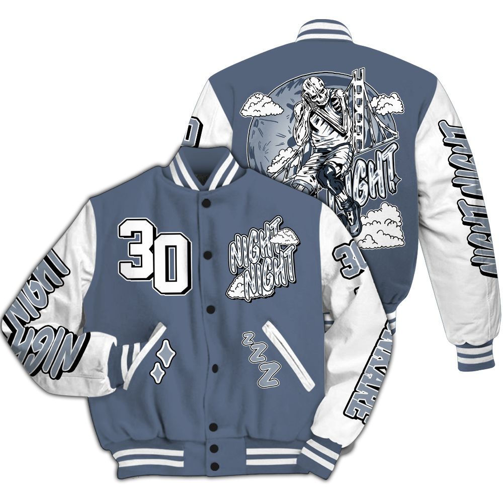 Varsity Jacket To Match Low Diffused Blue 11s - Seeya Skeleton All Over Print
