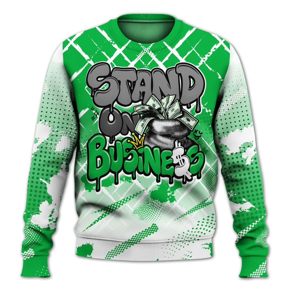 Sweatshirt To Match Lucky Green 5s - Halftone Stand Business Dripping All Over Print