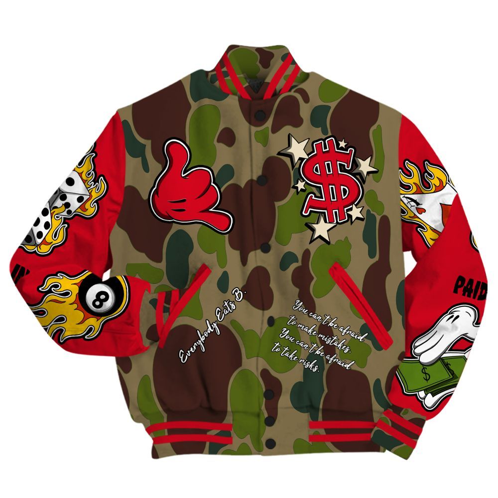 Varsity Jacket To Match Air Max 90 Duck Camo Red - Everybody Paid In Full Graphic All Over Print