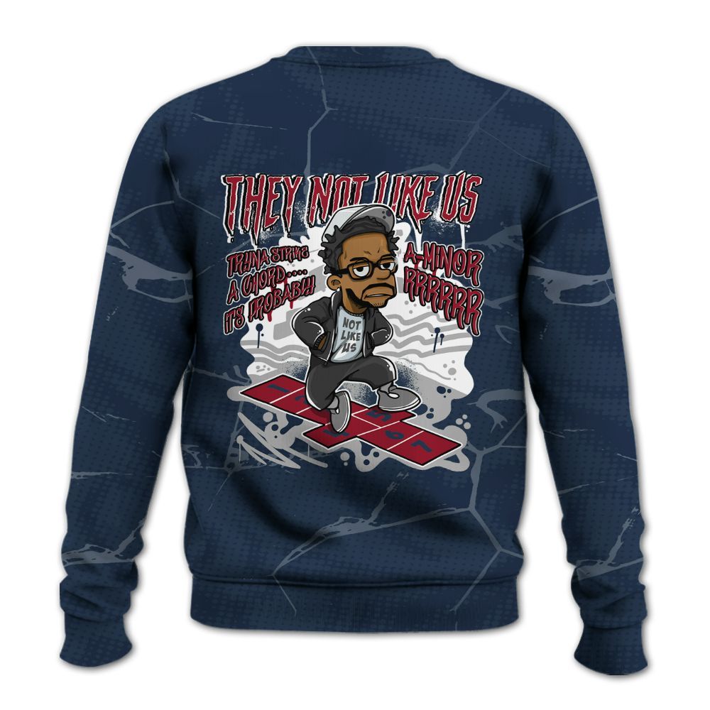 Sweatshirt To Match White Midnight Navy 6s - Hopscotch Dislike Us Graphic Crack All Over Print