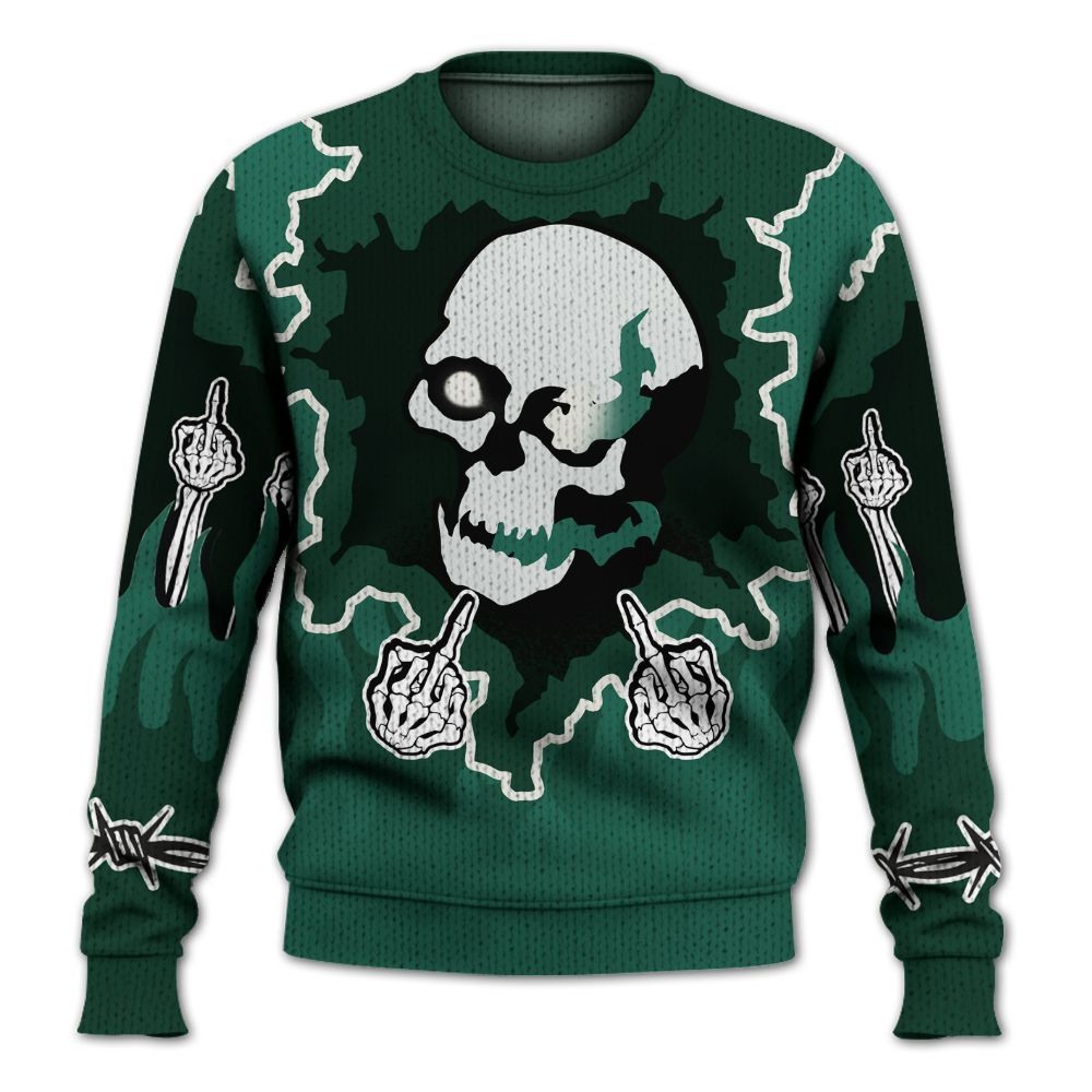 Knitted Sweater To Match Oxidized Green 4s - F Around Find Out Graphic Trapped