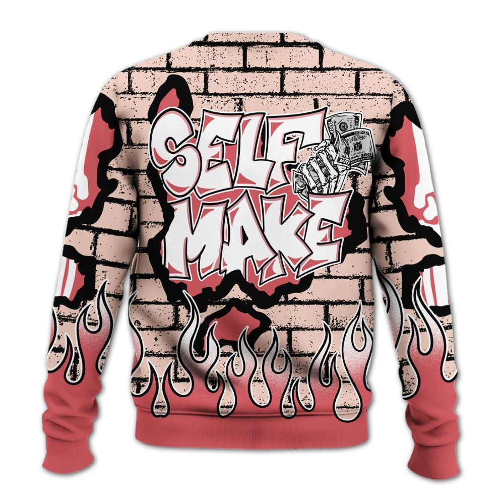 Sweatshirt To Match Washed Coral 2s Shirt - Self Make Skeleton Crashed All Over Print