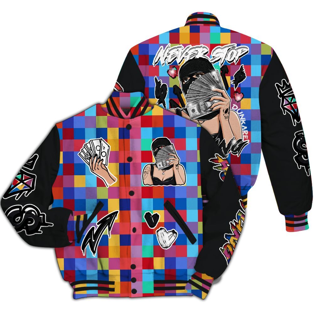 Varsity Jacket To Match Air Rainbow Weave - Hustling Unique All Over Print