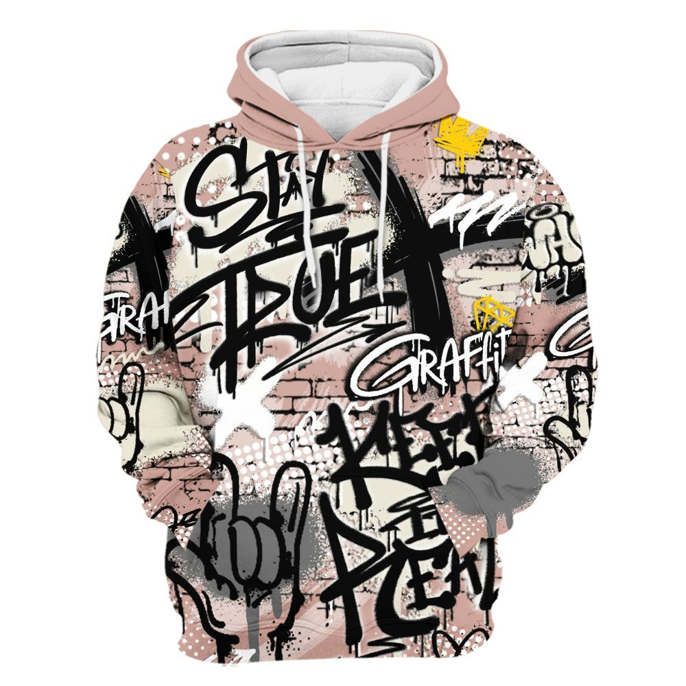 Hoodie To Match Air Force Low 1 Arctic Orange - True It Real Graffiti Streetwear All Over Print