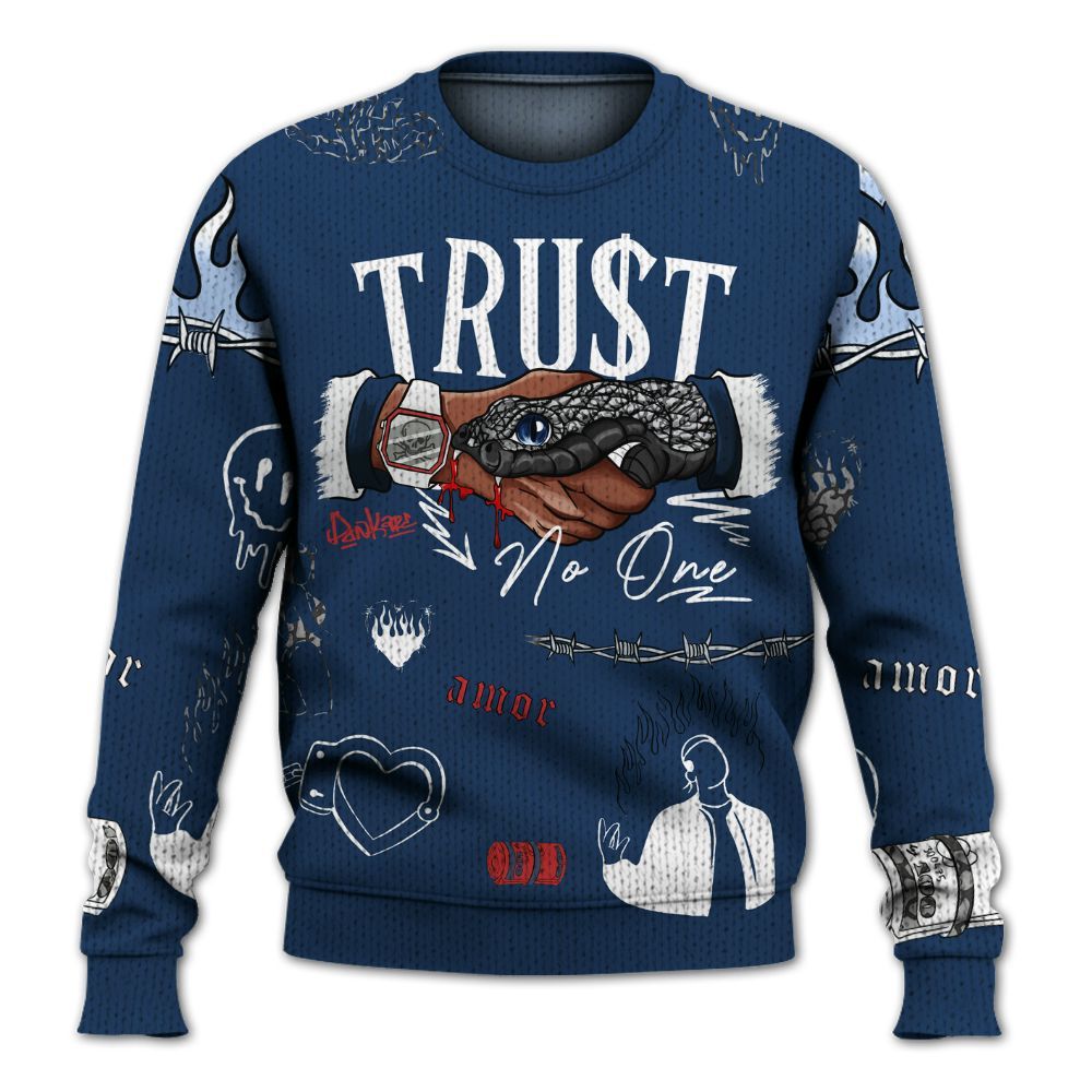 Knitted Sweater To Match SP Sport Royal 3s - Snake Trust No One