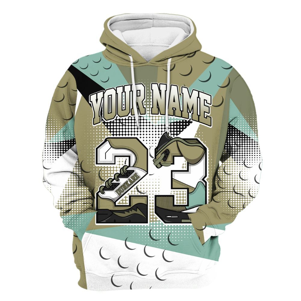 Hoodie To Match Dunk Low Suede Olive Aura - Poly Custom Name Number 23 5s All Over Print