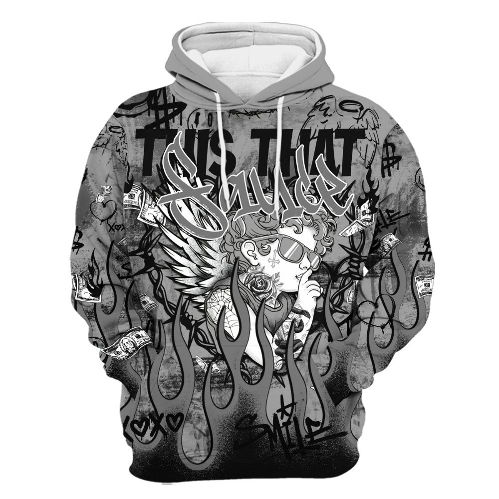 Hoodie To Match Black Wolf Grey 12s - This That Sauce Angel All Over Print