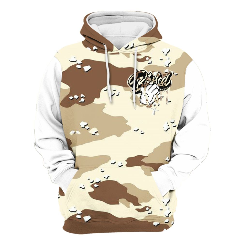 Hoodie To Match Desert Camo 3s Varsity Jacket, Custom Name God Blessed Drip All Over Print