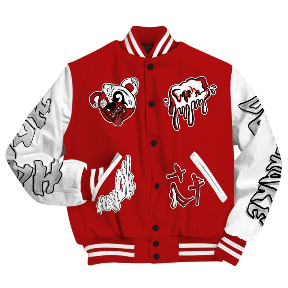 Varsity Jacket To Match Red Taxi 12s - Havok Bear All Over Print