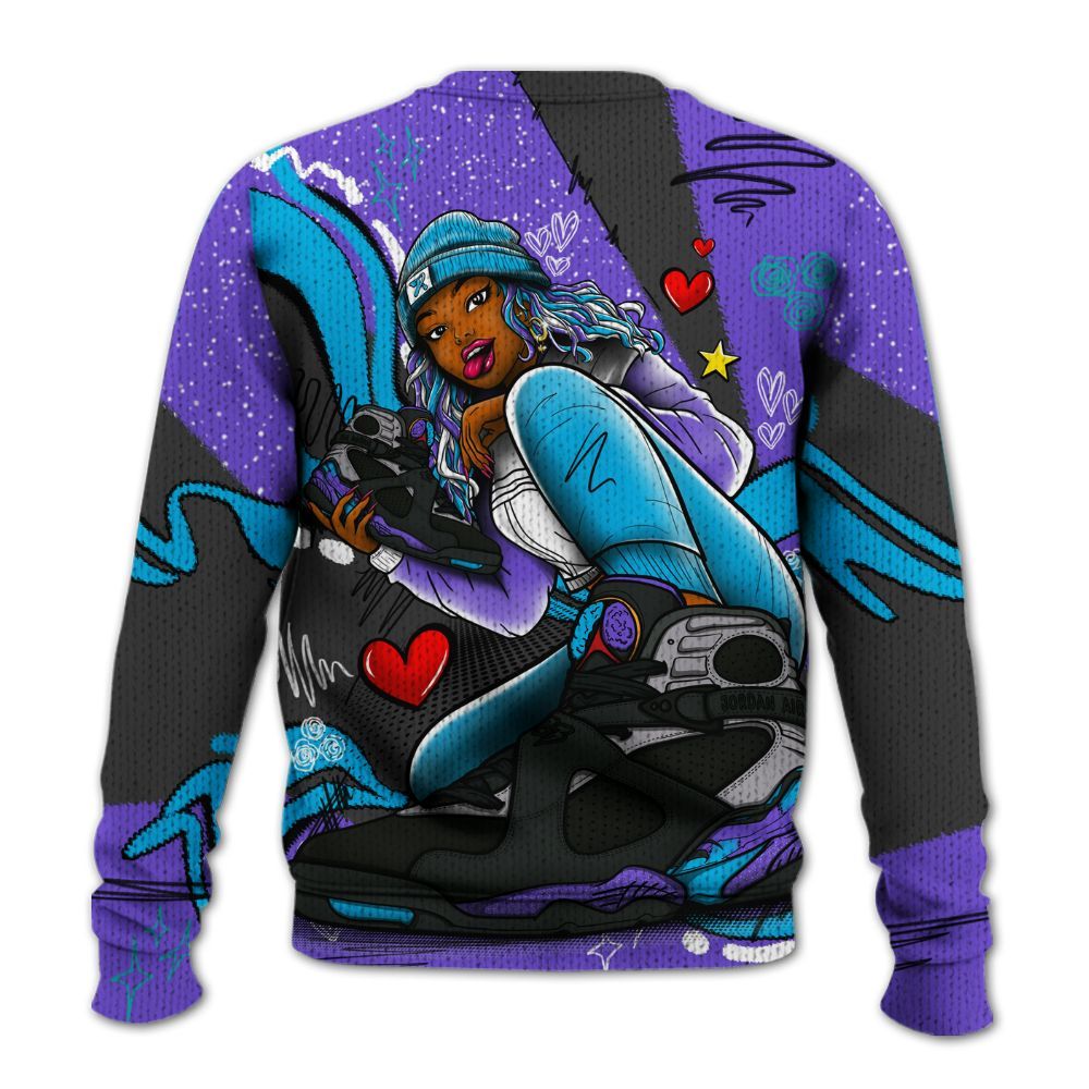 Sweater To Match Retro Aqua 8s - Sneaker Girl With Shoes Graphic
