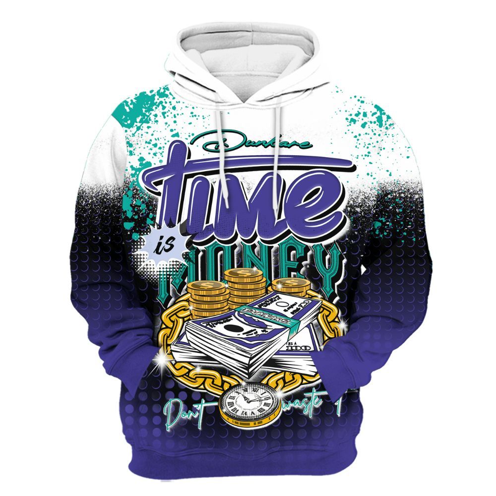 Hoodie To Match Retro Grape 5s - Halftone Time Is Money All Over Print