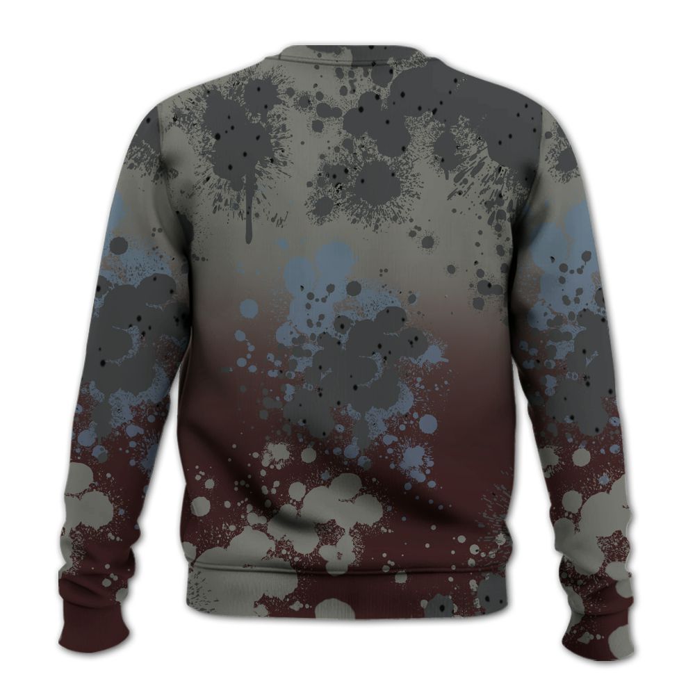 Sweatshirt To Match Burgundy 5s - God Blessed Ink Drip All Over Print
