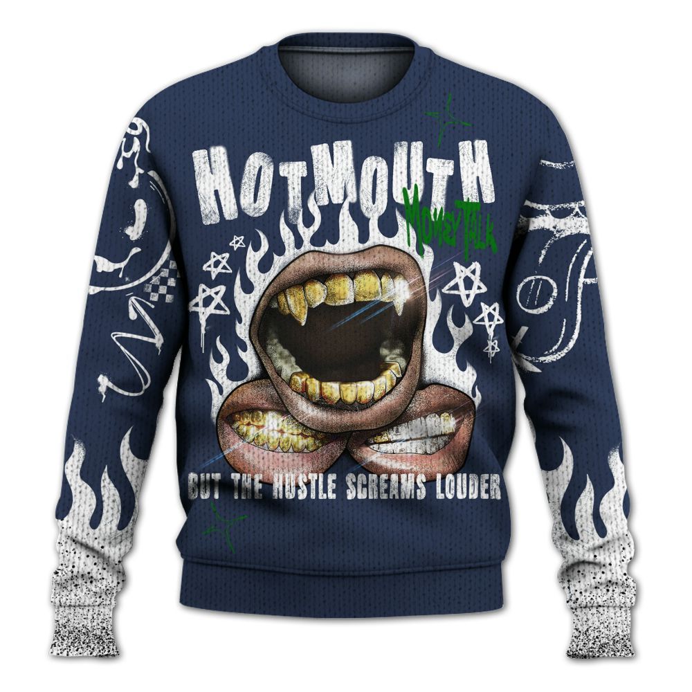 Knitted Sweater To Match Midnight Navy 13s - Mouth Burning Street Style