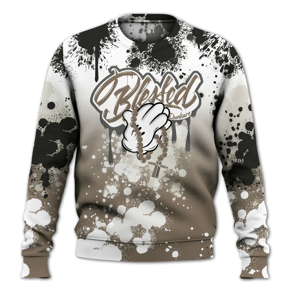 Sweatshirt To Match Low OG Dark Mocha 1s - God Blessed Ink Drip All Over Print