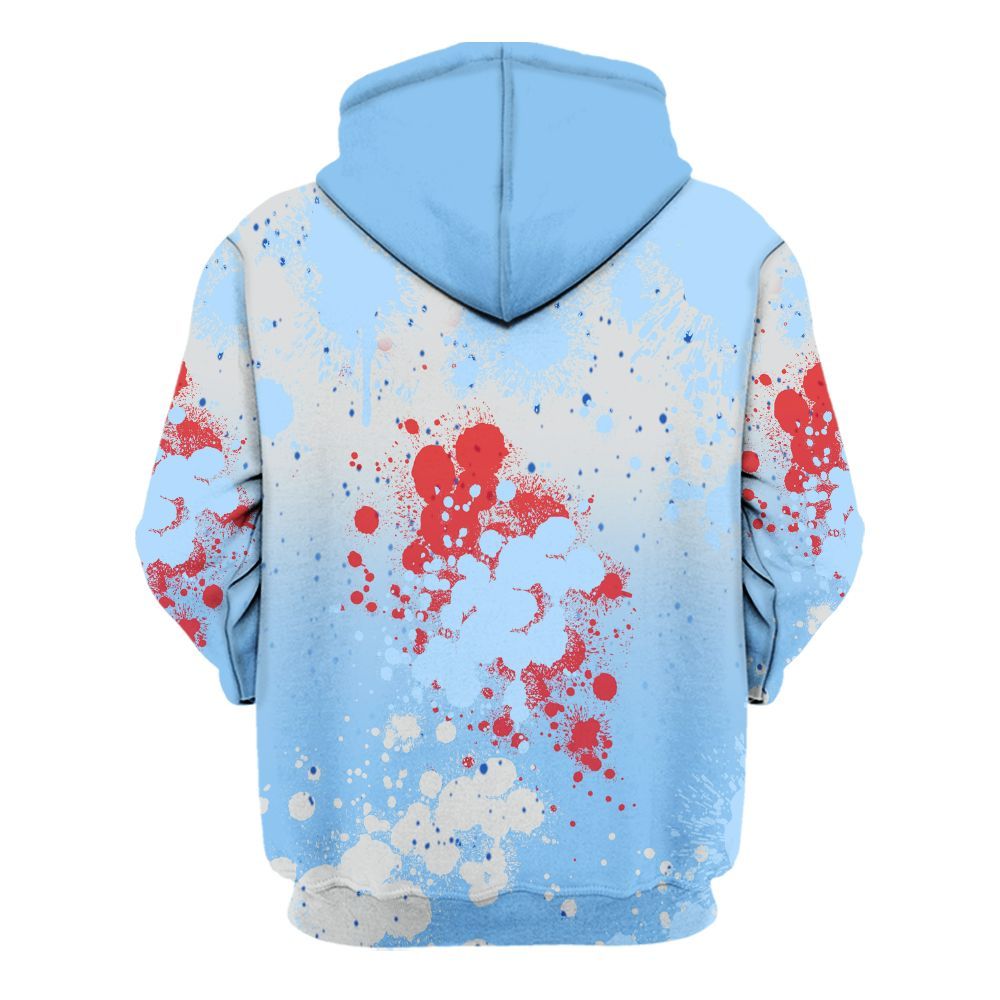Hoodie To Match University Blue 5s - God Blessed Ink Drip All Over Print