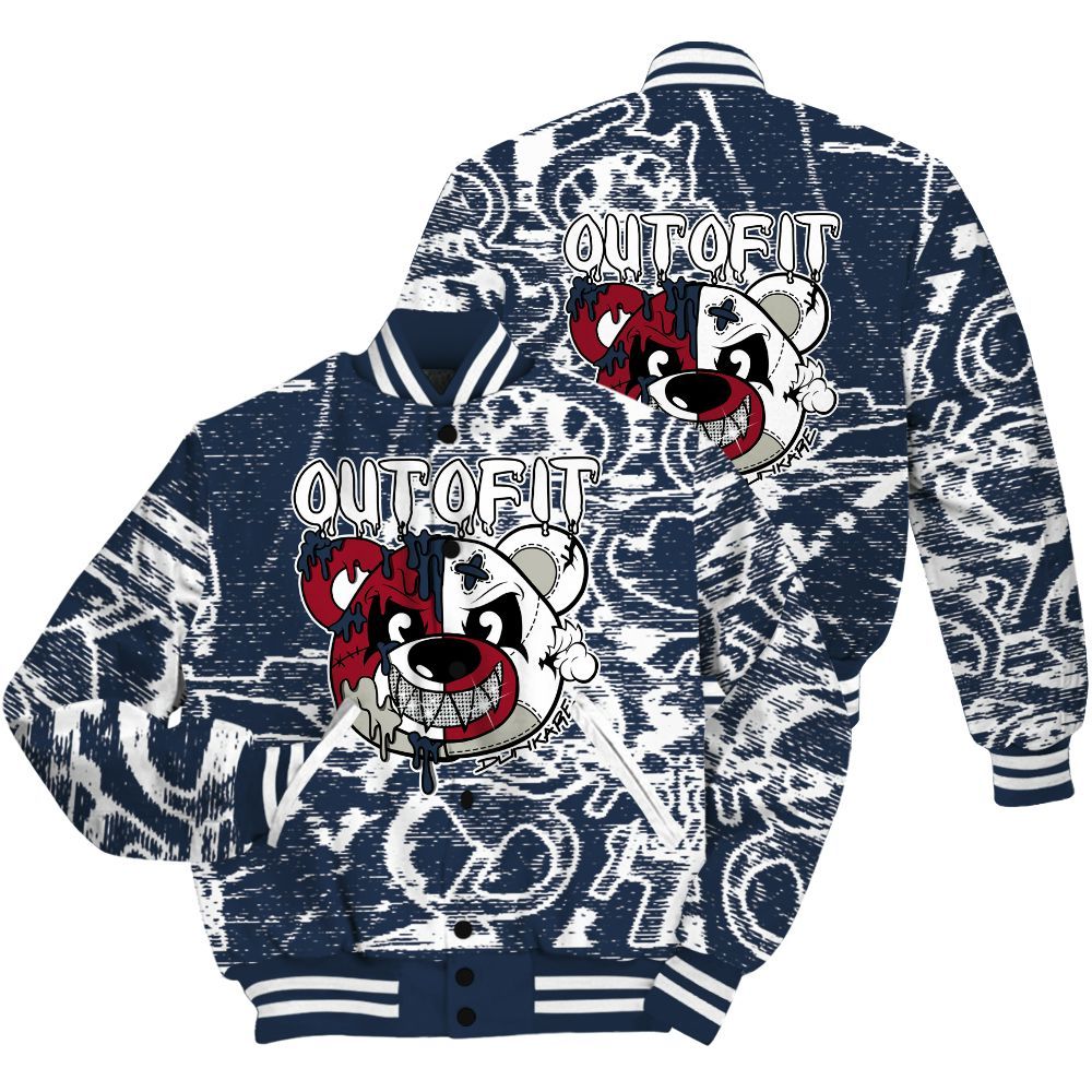 Varsity Jacket To Match Navy Blue 2024 6s Shirt - Out Of It Bear Avant-Garde All Over Print