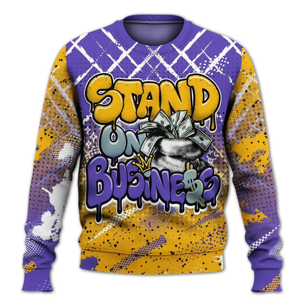 Sweatshirt To Match Imperial Purple 4s - Halftone Stand Business Dripping All Over Print