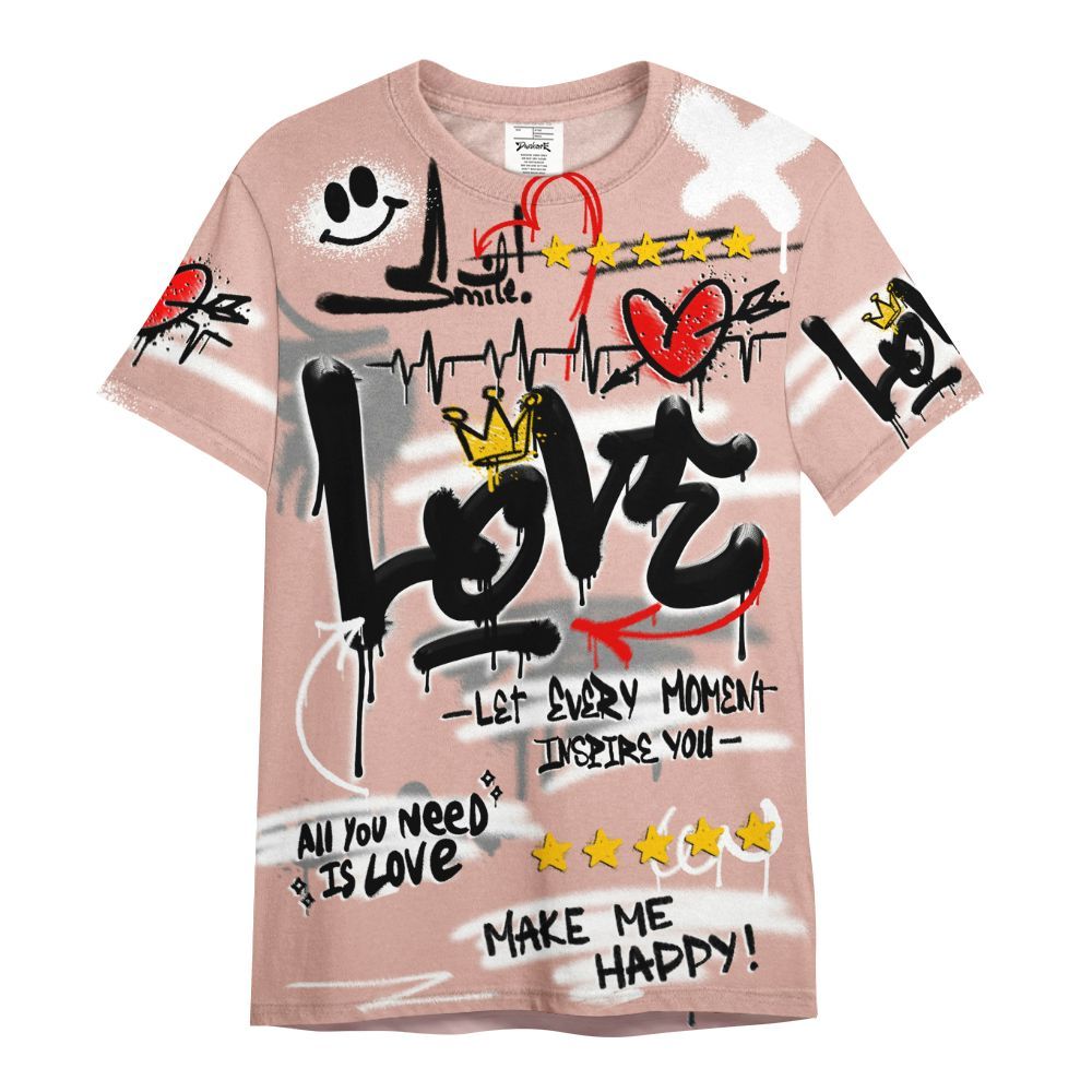 Shirt To Match Dunk Low Pink Velvet - Happy Love Beats Graffiti Streetwear All Over Print