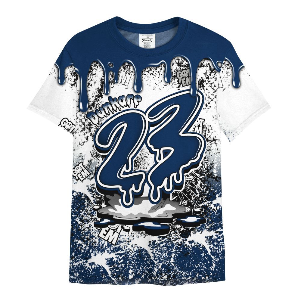 Shirt To Match SB White Navy 4s - Dripping 23 Drip All Over Print