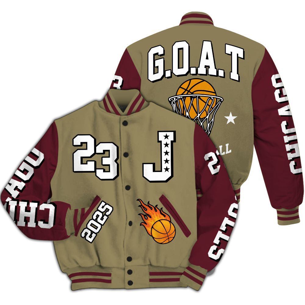 Varsity Jacket To Match Black Olive 7s - Chicago 23 Basketball All Over Print