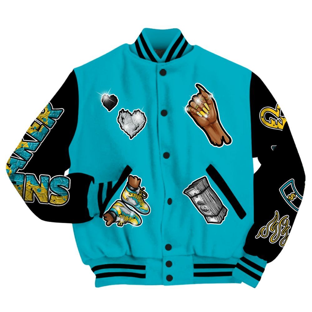 Varsity Jacket To Match Retro Aqua 5s - Sneakerz Girlz All Over Print
