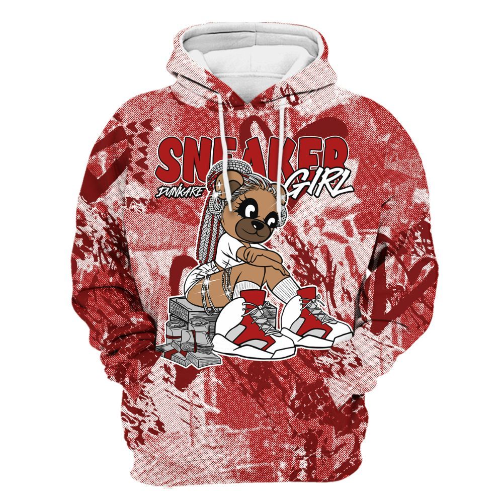 Hoodie To Match Red Taxi 12s - Sneaker Girl Bear Heart Grunge All Over Print