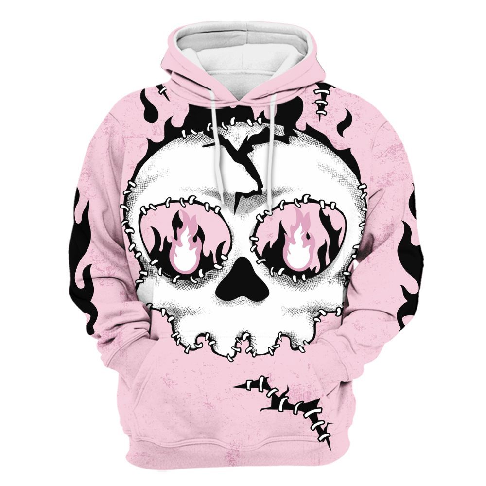 Hoodie To Match Orchid 4s - Cracked Skull Stitches All Over Print