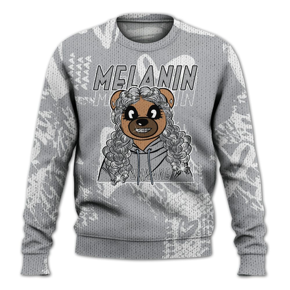 Knitted Sweater To Match Low OG Wolf Grey 1s - Pigments Bear Heart Grunge